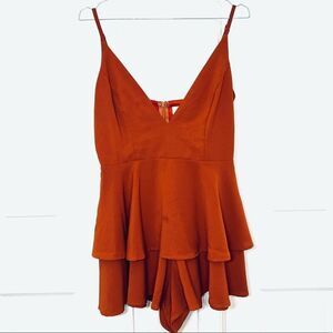 Luvalot Romper Burnt Orange Shorts Tiered Ruffled Size 6